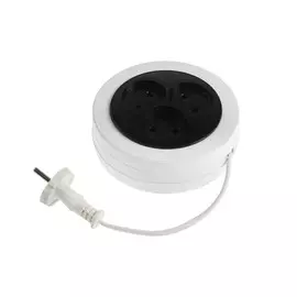 Удлинитель-рулетка luazon lighting, 3 розетки, 5м,6 а, 1300 вт, шввп 2х0.5 мм2, без з/к, б