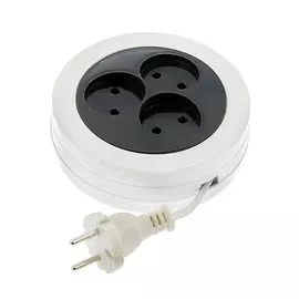 Удлинитель-рулетка tundra, 3 розетки, 1.7 м, 6 а, 1300 вт, шввп 2х0.5 мм2, без з/к, белый