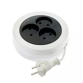 Удлинитель-рулетка tundra, 3 розетки, 5 м, 6 а, шввп 2х0.5 мм2, без з/к, ip20, бел, гост