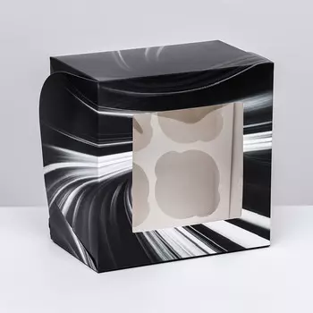 Коробка для 4 капкейков с окном,