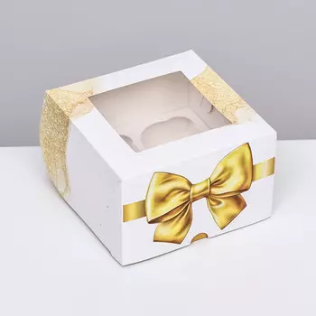 Коробка для 4 капкейков с окном,