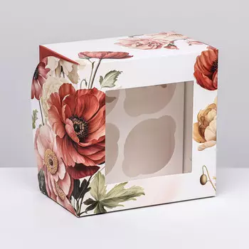 Коробка для 4 капкейков с окном ,