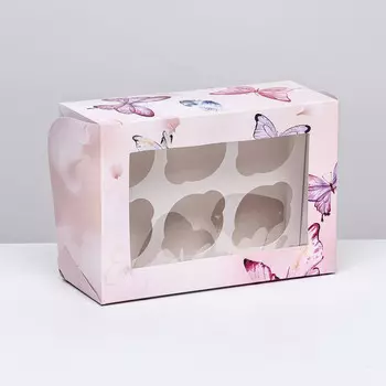 Коробка для 6 капкейков с окном,