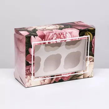 Коробка для 6 капкейков с окном,