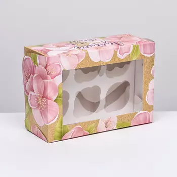 Коробка для 6 капкейков с окном,