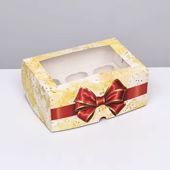 Коробка для 6 капкейков с окном,
