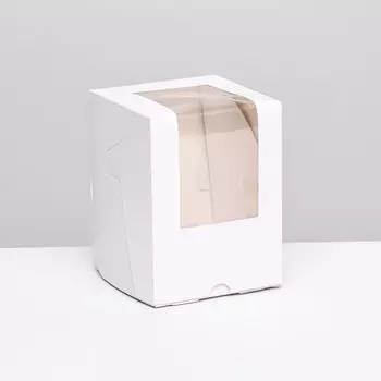 Коробка для 1 капкейк с окном, белая, 12.59.59.5 см
