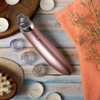 Вакуумный массажер для чистки лица luazon lmz-050, 4 насадки, акб, розовый