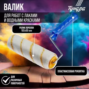 Валик тундра, полиамид, 180 мм, рукоятка d=6 мм, d=42 мм, ворс 12 мм