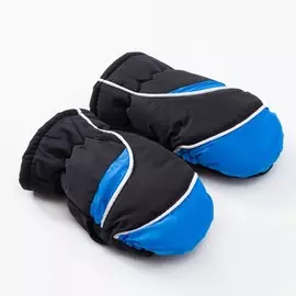 Варежки зимние детские minaku, черный/голубой, размер 15 (16 см)