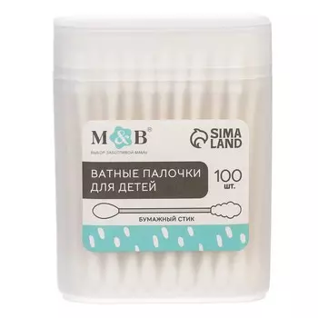 Ватные палочки в тубе 100 шт., наконечник - спираль, классика, хлопок/бумага(стик)