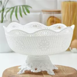 Ваза фруктовница на ножке, пластик, 2617 см, белая