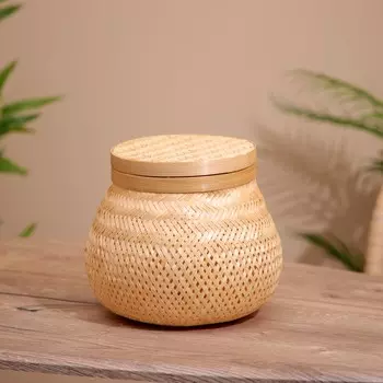 Корзинка плетеная с крышкой, 202020 см, бамбук