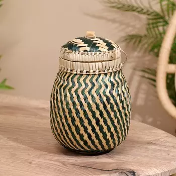 Корзинка плетеная с крышкой, 151517 см, бамбук