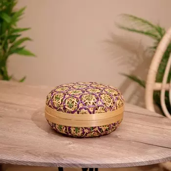 Шкатулка с крышкой плетеная, из бамбука 20х20х11 см