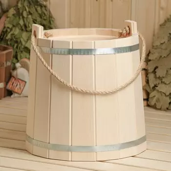 Ведро-запарник из липы, 10 л, пластиковая вставка, ручка-веревка