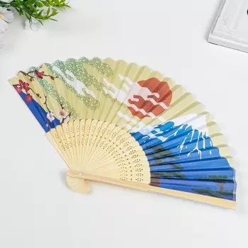 Веер бамбук, бумага h=21 см