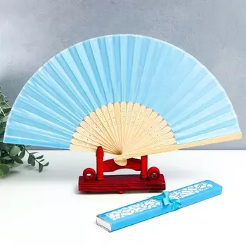 Веер бамбук, текстиль h=21 см