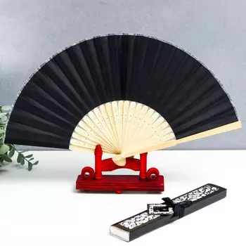 Веер бамбук, текстиль h=21 см