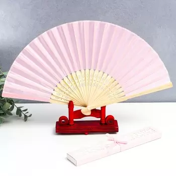 Веер бамбук, текстиль h=21 см