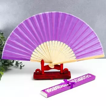 Веер бамбук, текстиль h=21 см