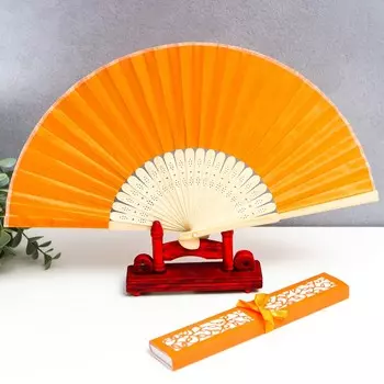 Веер бамбук, текстиль h=21 см