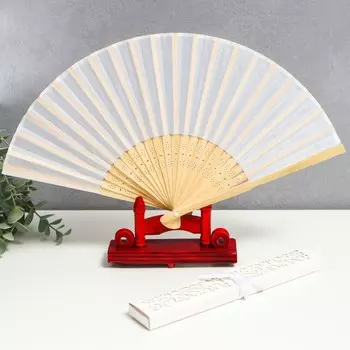 Веер бамбук, текстиль h=21 см