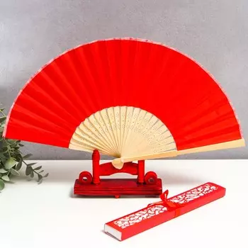 Веер бамбук, текстиль h=21 см