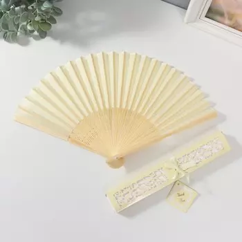 Веер бамбук, текстиль h=21 см