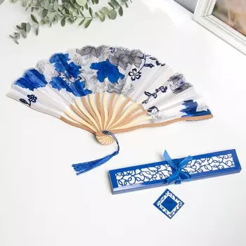 Веер бамбук, текстиль h=21 см изгиб, с кистью