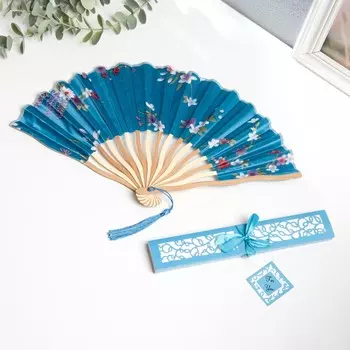 Веер бамбук, текстиль h=21 см изгиб, с кистью