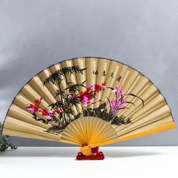 Веер бамбук, текстиль h=50 см