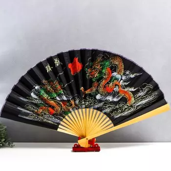 Веер бамбук, текстиль h=50 см