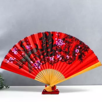 Веер бамбук, текстиль h=50 см