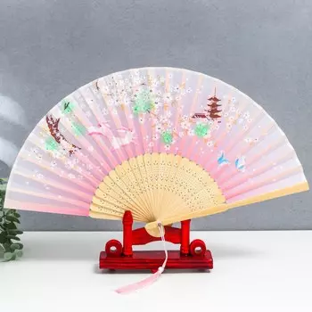 Веер дерево, текстиль h=21 см