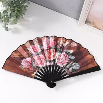 Веер пластик, текстиль h=26,5 см