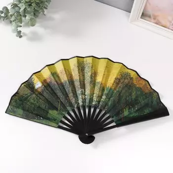 Веер пластик, текстиль h=26,5 см