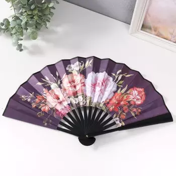 Веер пластик, текстиль h=26,5 см