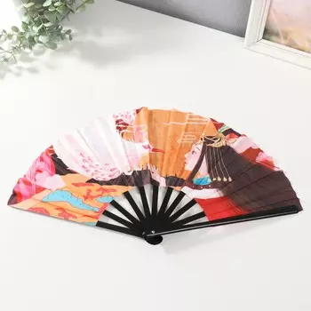 Веер пластик, текстиль h=27,5 см