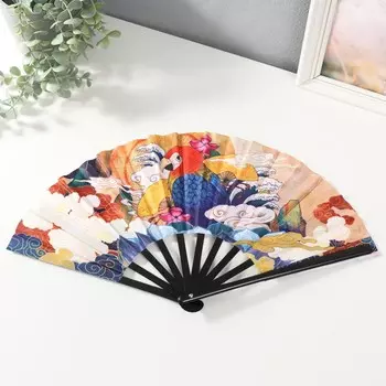 Веер пластик, текстиль h=27,5 см