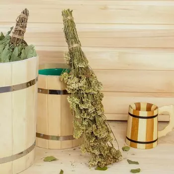 Веник для бани 45 (+-5) см травяной из тысячелистника, в индивидуальной упаковке