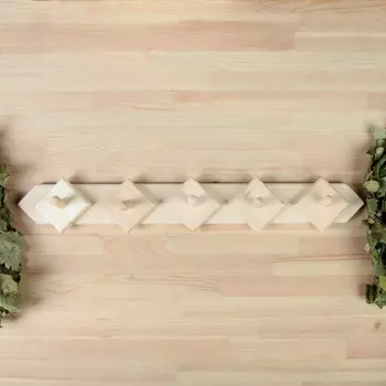 Вешалка для бани и сауны, липа, 57810 см, 5 крючков,