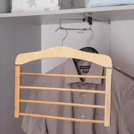 Вешалка для юбок и брюк многоуровневая savanna, 4 перекладины, сорт а, 38,5×1,2×35,5 см, светлое дерево, лотос