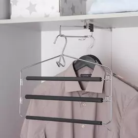 Вешалка для одежды антискользящая 3-х уровневая savanna, 37×31 см, металл / полиуретан, цвет чёрный