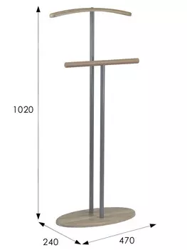 Вешалка костюмная Дэви 2 металлик/дуб сонома