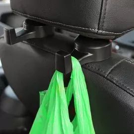 Вешалка-крючок на подголовник в авто, черный, пластик, набор 2 шт