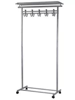 Вешалка напольная на колесах М 9 металлик с крючками