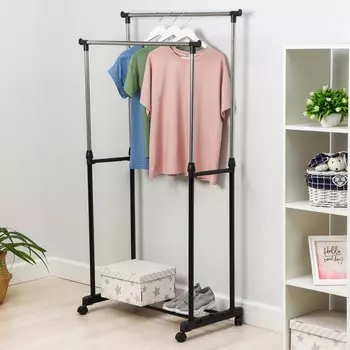 Вешалка - стойка напольная для одежды доляна, телескопическая, 2 перекладины 804390(160) см