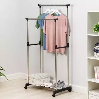 Вешалка - стойка напольная для одежды доляна, телескопическая, 2 перекладины, подставка для обуви, 804390(160) см