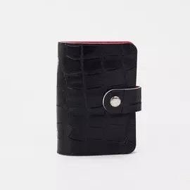 Визитница на кнопке, 12 листов, цвет чёрный